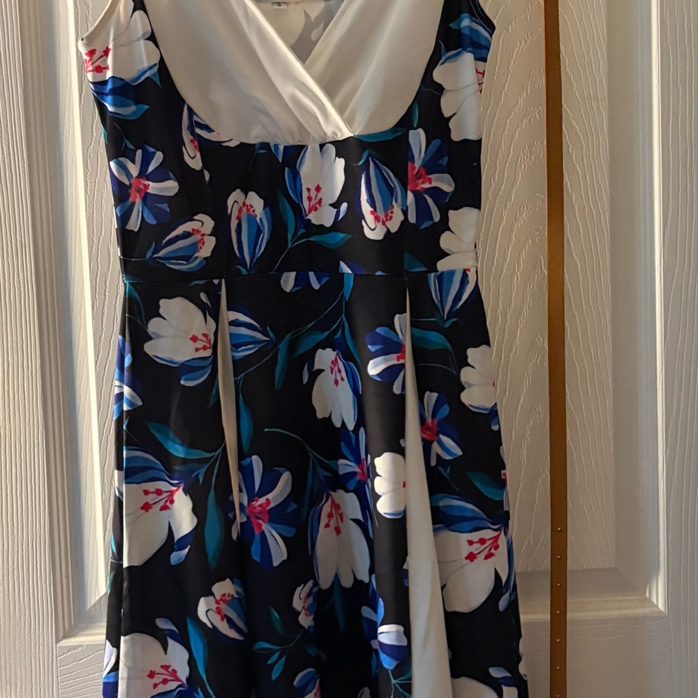 Floral Sleeveless Dress - Black and Blue
